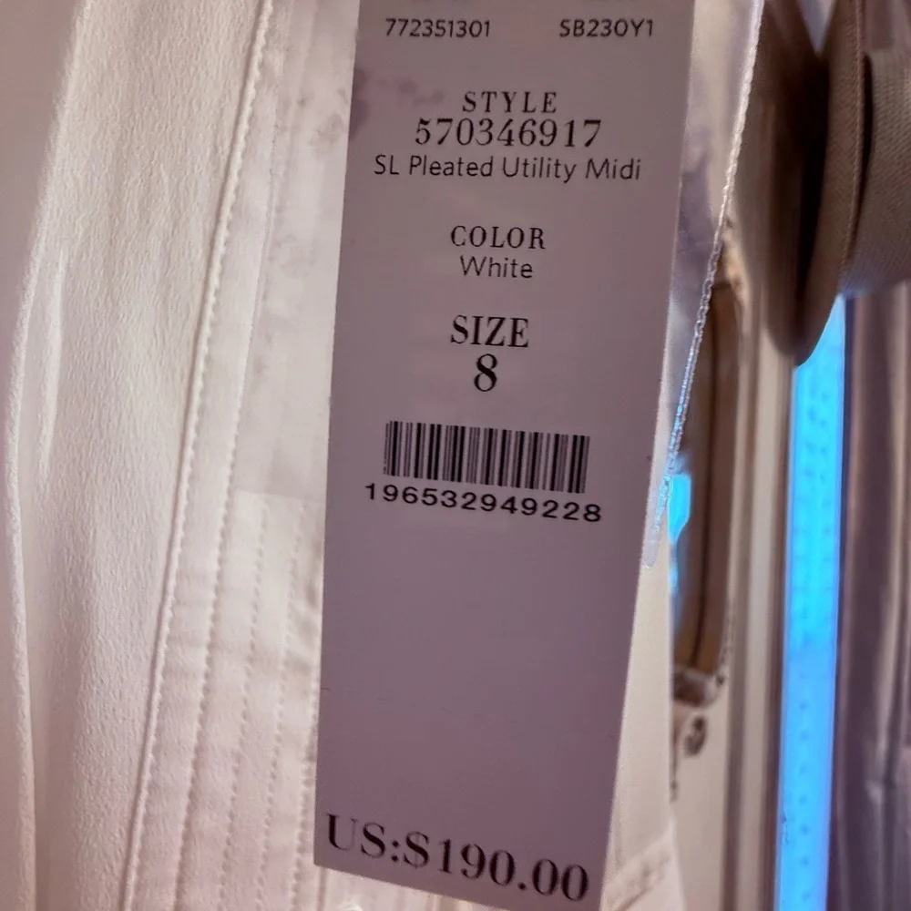White House Black Market Pure White Belted Beautifully Tailored Dress NWT US 8 - Picture 2 of 8